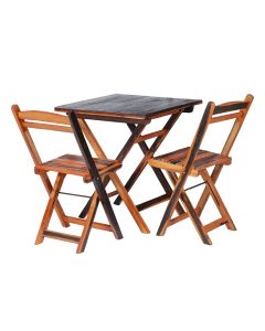 Kit Mesa Dobrável com 2 Cadeiras 100% Madeira de Lei Ypê Cerejeira