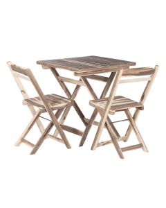 Conjunto Mesa Dobrável com 2 Cadeiras 100% Madeira Maciça Ypê Natural