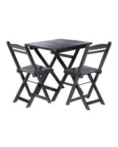 Kit Mesa Dobrável com 2 Cadeiras 100% Madeira Maciça Ypê Preto