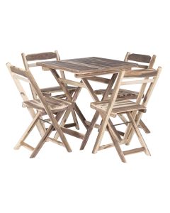 Conjunto Mesa Dobrável com 4 Cadeiras 100% Madeira de Lei Ypê Natural