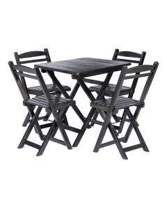Conjunto Mesa Dobrável com 4 Cadeiras 100% Madeira Maciça Ypê Preto