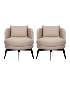 Kit 2 Poltronas Decorativas Giratórias Cora em Linho Misto Bege
