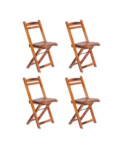 Kit 4 Cadeiras Dobrável Madeira Maciça Ypê Perfeita para Ambientes Externos e Cobertos Cerejeira