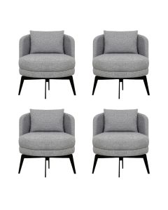 Kit 4 Poltronas Decorativas Giratórias Cora em Linhão Misto Cinza