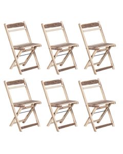 Kit 6 Cadeiras Dobrável Madeira Maciça Ypê Perfeita para Ambientes Externos e Cobertos Natural