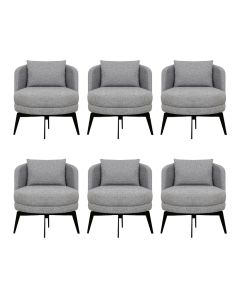 Kit 6 Poltronas Decorativas Giratórias Cora em Linhão Misto Cinza