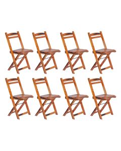 Kit 8 Cadeiras Dobrável Madeira Maciça Ypê Perfeita para Ambientes Externos e Cobertos Cerejeira