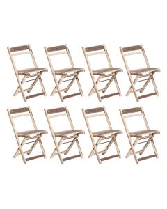 Kit 8 Cadeiras Dobrável Madeira Maciça Ypê Perfeita para Ambientes Externos e Cobertos Natural