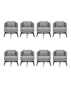 Kit 8 Poltronas Decorativas Giratórias Cora em Linhão Misto Cinza