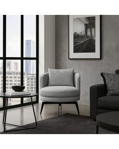 Poltrona Decorativa Giratória Cora em Linhão Misto Cinza